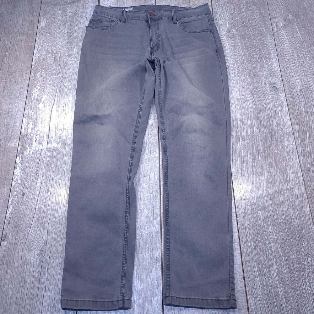 Mugsy Jeans Beans Pants Mens 33x30 Grey Stretch Denim Slim Tapered Leg - Picture 2 of 9